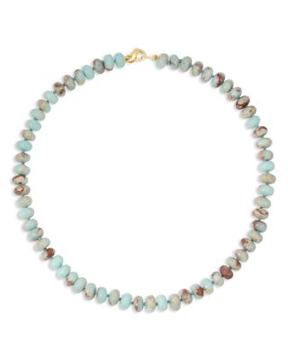 9K Yellow Gold Aqua Terra Jasper Lunar Landing Collar Necklace, 16"