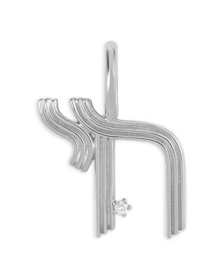 Sterling Silver Diamond Chai Groovy Hinged Charm Pendant