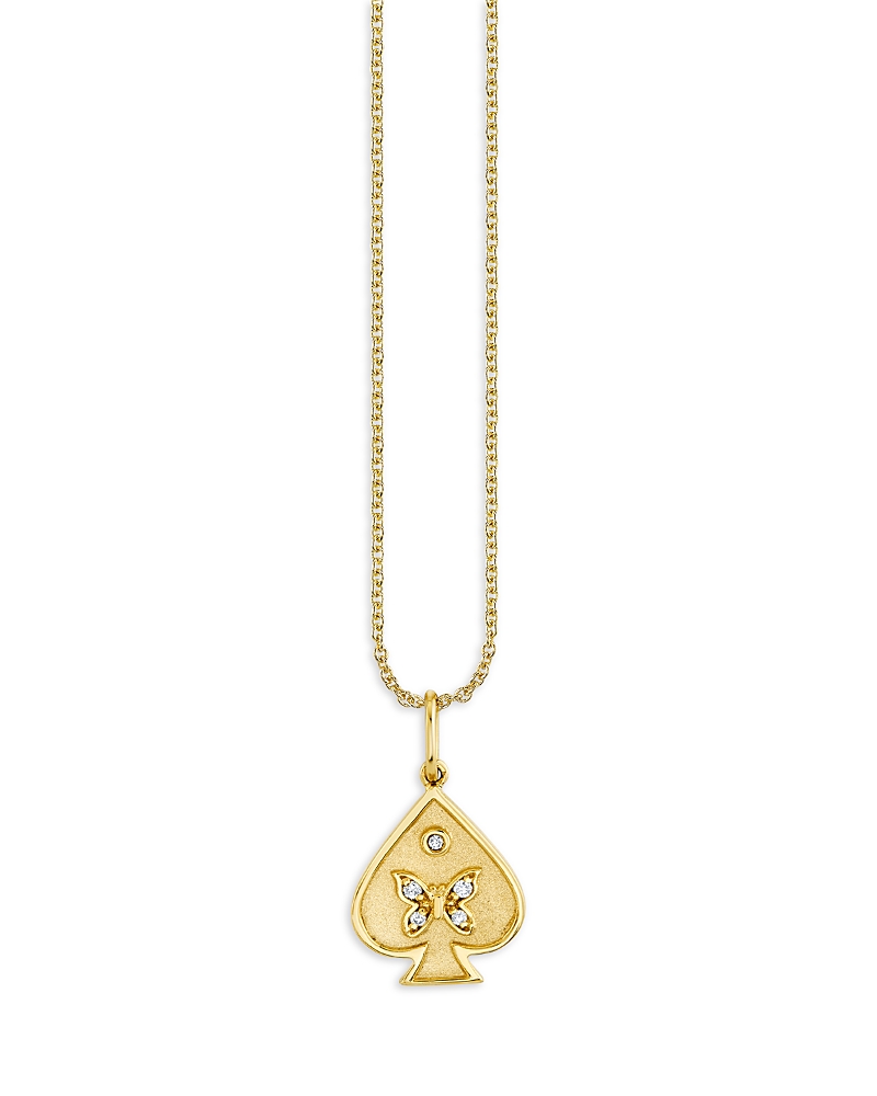 Sydney Evan 14k Yellow Gold Diamond Ace Of Spades Charm Necklace, 16 In Gold
