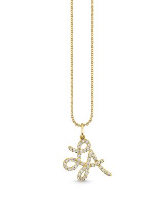 14K Yellow Gold Diamond LA Script Charm Necklace, 16"