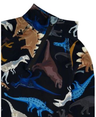  Unisex Two-Piece Thermal Black Dinosaur Print Underwear Set