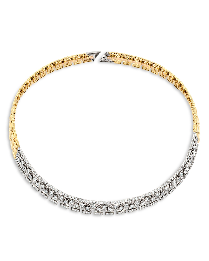 Etho Maria 18k White & Yellow Gold Reflexion Diamond Cuff Collar Necklace, 15