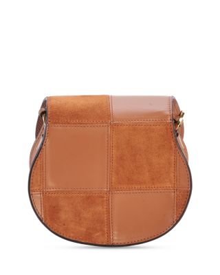 Marcie Small Checkered Suede & Leather Saddle Bag