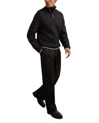 Stockdale Long Sleeved Half Zip Brushed Ribbed Sweater