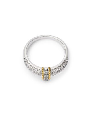 Diamond Beaded Multirow Ring in 14K Yellow & White Gold, 0.5 tcw