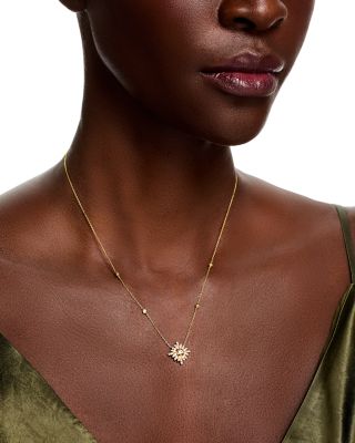 Diamond Starburst Pendant Necklace in 14K Yellow Gold, 0.50 tcw
