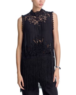 Adelina Lace Fringe Top