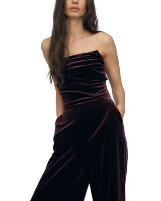 Petite Andria Strapless Velvet Jumpsuit