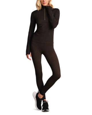 Apr&amp;egrave;s Houndstooth Seamless Quarter Zip Top