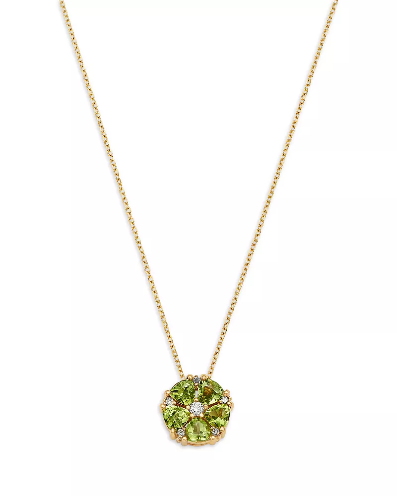 Bloomingdale's Fine Collection Peridot & Diamond Pendant Necklace in 14K Yellow Gold, 16