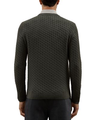 Harrogate Long Sleeved Crewneck Cable Cashmere Blend Sweater