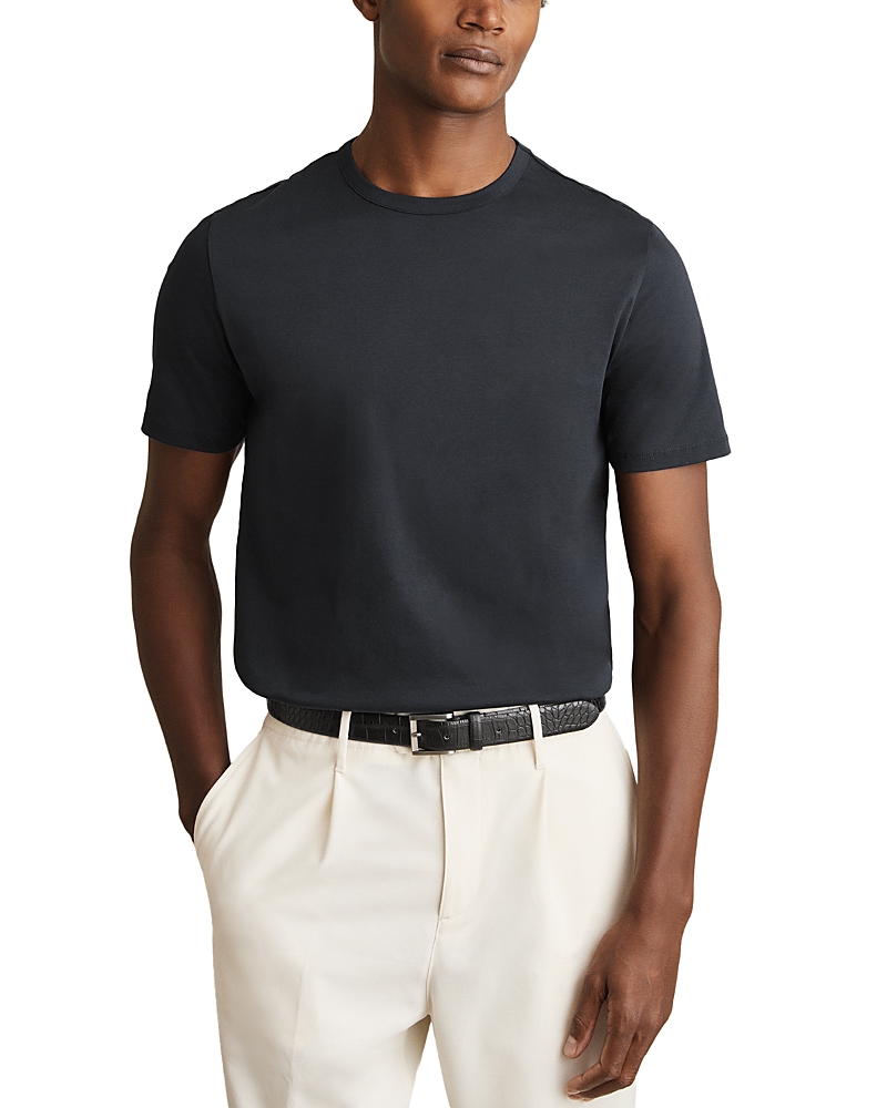 Reiss Navy Blaikie Airwater-cotton Relaxed-fit T-shirt In Blue
