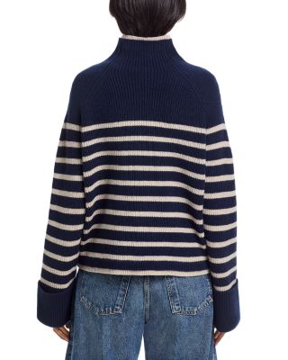 Ilaria Stripe Turtleneck Wool Sweater