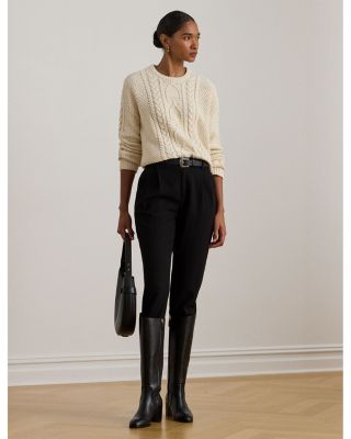 Cable Knit Cotton Crewneck Sweater