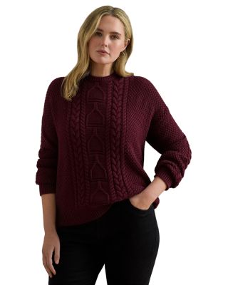 Cable Knit Cotton Crewneck Sweater