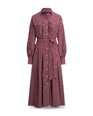 Striped Belted Broadcloth Shirtdress