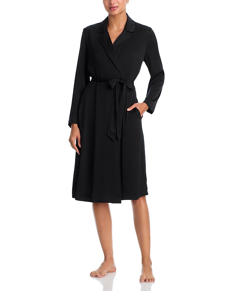 Barefoot Dreams Satin Notch Collar Robe In Black