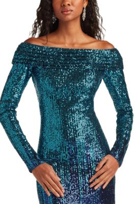 Vionne Off-Shoulder Sequin Gown