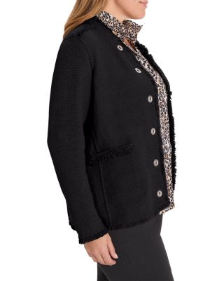 Military Fringe Mix Knit Jacket