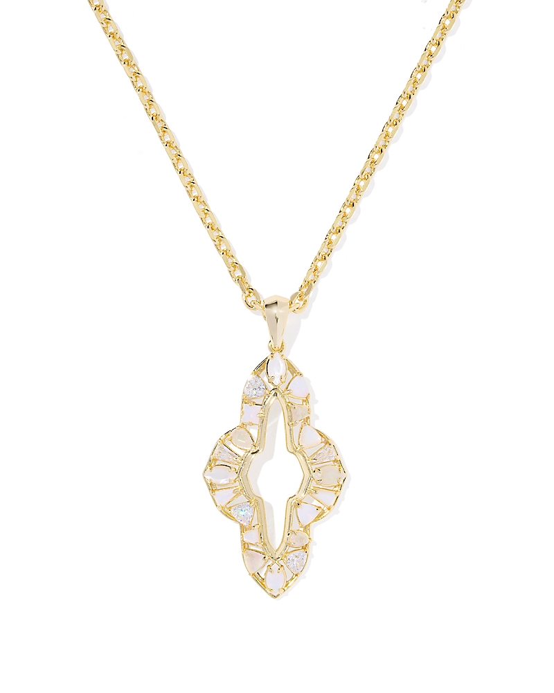 Kendra Scott Abbie Stone Open Frame Pendant Necklace, 16-19 In Gold