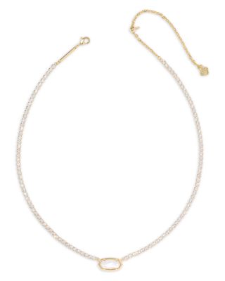Elisa Cubic Zirconia & Mother Of Pearl Tennis Necklace, 19"