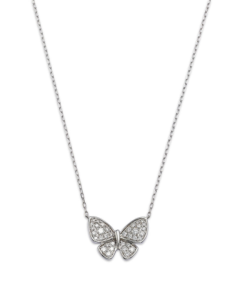 Bloomingdale’s Fine Collection Diamond Butterfly Pendant Necklace in 14K White Gold, 0.45 tcw