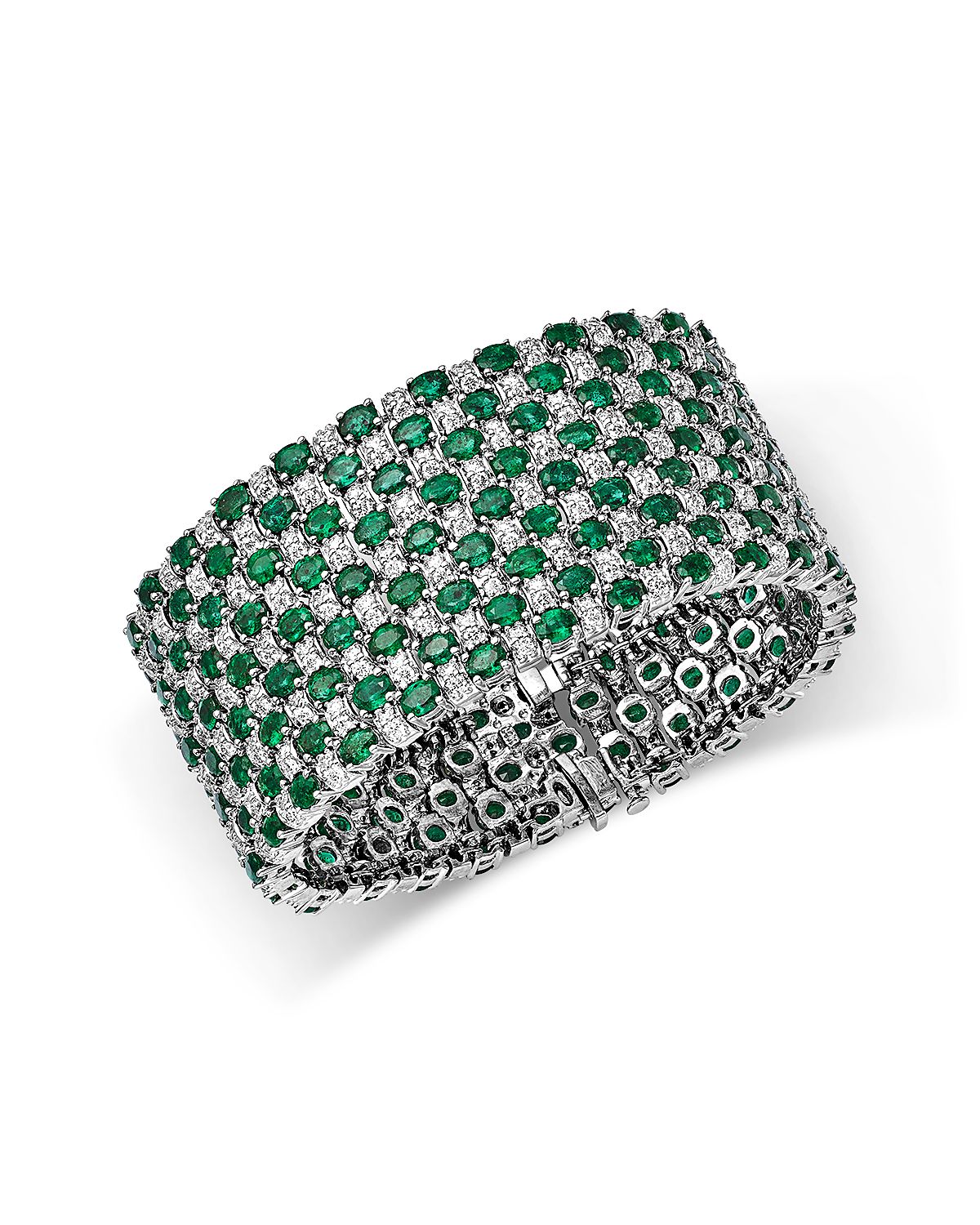 Bloomingdale's Fine Collection Luxe Collection Emerald & Diamond Multirow Bracelet