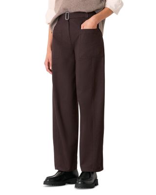 Belted Barrel Leg Pants