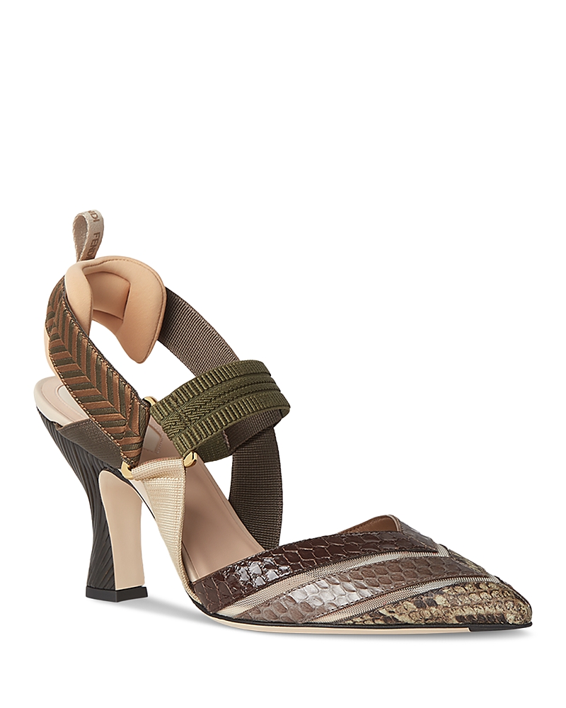 Fendi Women's Colibri Mesh & Leather High Heel Slingbacks