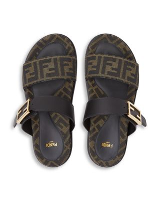 Women's Fendi Feel Leather & FF Fabric Sandals