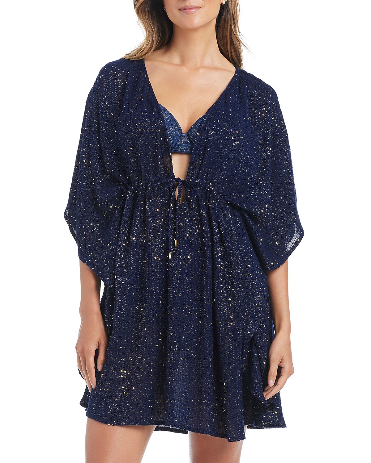 Bleu Rod Beattie Sequin Tie Front Caftan