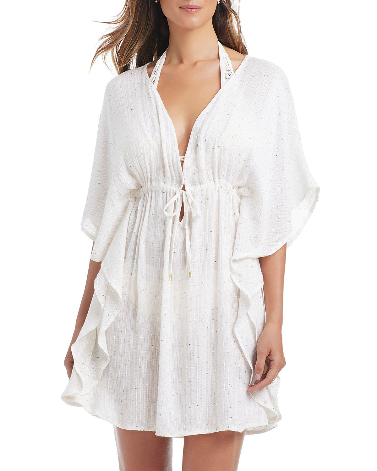 Bleu Rod Beattie Sequin Tie Front Caftan