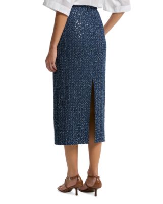 Tweed Sequin Denim Skirt