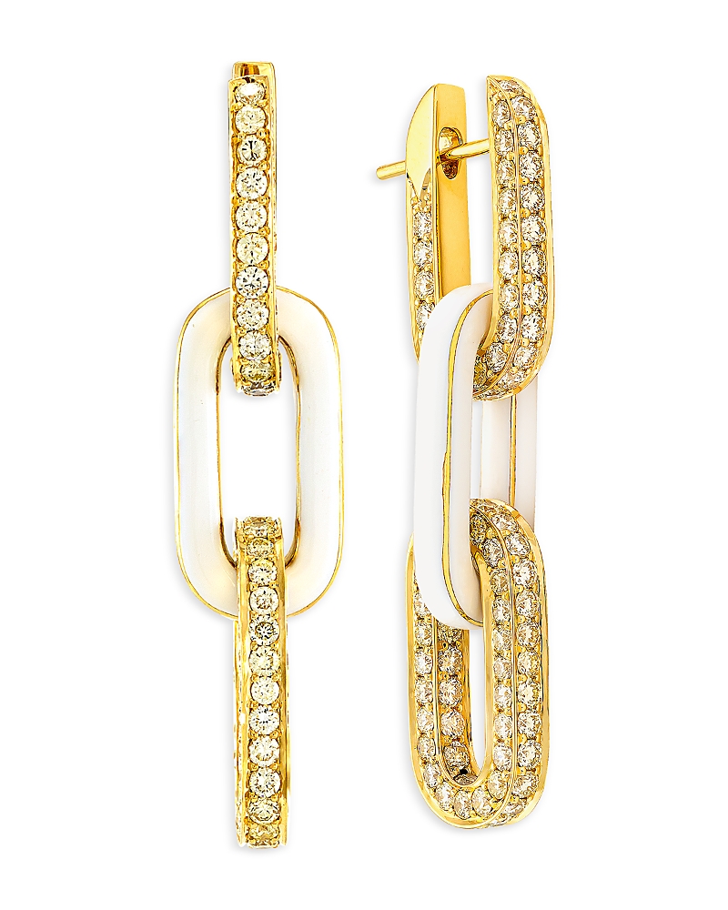 Etho Maria 18k Yellow Gold Lop Diamond & Polished Link Drop Earrings In Gold