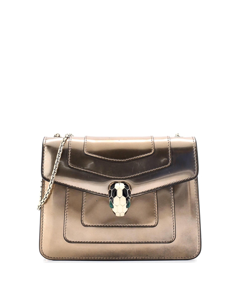 Click to view more detailed imagery on our partner's website Pre-owned Pre-owned Bvlgari Bvlgari Small Serpenti Forever Square Shoulder Bag Metallic Leather In Silver