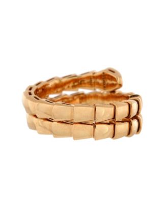  Serpenti Viper Two-Coil Ring 18K Rose Gold with Diamond