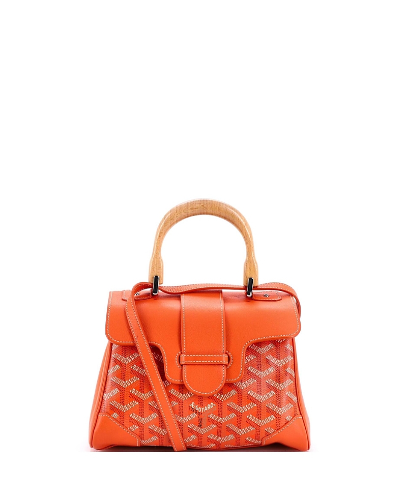 PRE-OWNED GOYARD Pre-owned Goyard Mini Saigon Top Handle Bag Coated Canvas With Leather In Orange