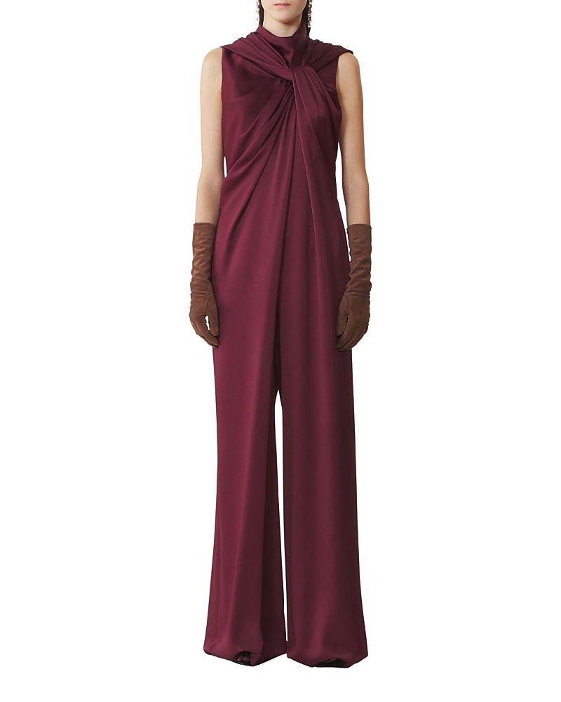 Lanvin Long Jumpsuit In Satin In Burgundy