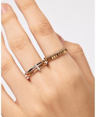 Solid Gold Two Tone Lab Grown Diamond Link Ring