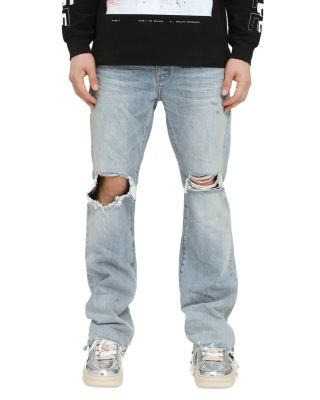 Lucca Fade Bootcut Distressed Jeans in Light Indigo