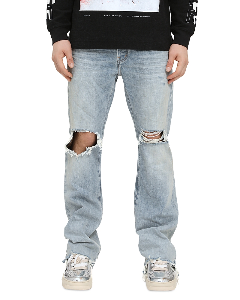 Purple Brand Lucca Fade Bootcut Distressed Jeans In Light Indigo In Blue