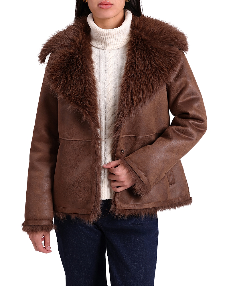 Bagatelle Faux Suede & Shearling Jacket In Brown