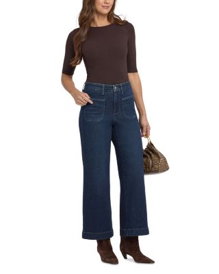 Teresa High Rise Wide Leg Ankle Jeans in Blacken Blue