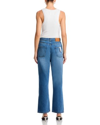 Ripped Straight Jeans in Deep Blue