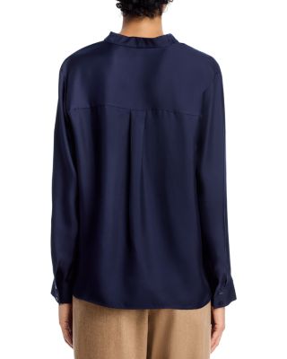 Silk Twill Mandarin Collar Top