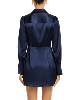 Long Sleeve Satin Wrap Mini Dress - Exclusive