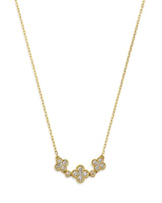 Diamond Clover Necklace in 14K Yellow Gold, 0.50 tcw