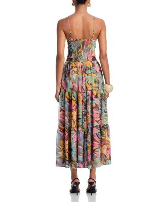 Sleeveless Abstract V Neck Midi Dress - Exclusive