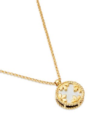 18K Yellow Gold Venetian Medallion Black Jade & Diamond Pendant Necklace, 16-18"