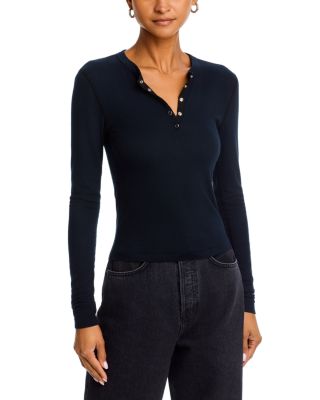 Ribbed Henley Long Sleeve Tee